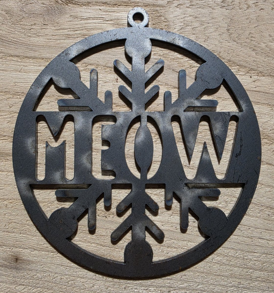 MEOW Metal Christmas Ornament